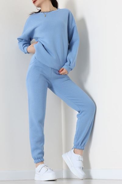 3 İplik Bisiklet Yaka Eşofman Takımı Bebemavi - 20779.1878.