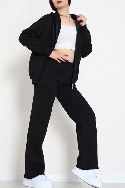 3 İplik Şardonlu Eşofman Takımı Siyah - 20254.1878.