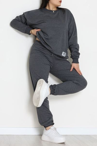 2 İplik Büyük Beden Eşofman Takımı Füme - 50795.1857.