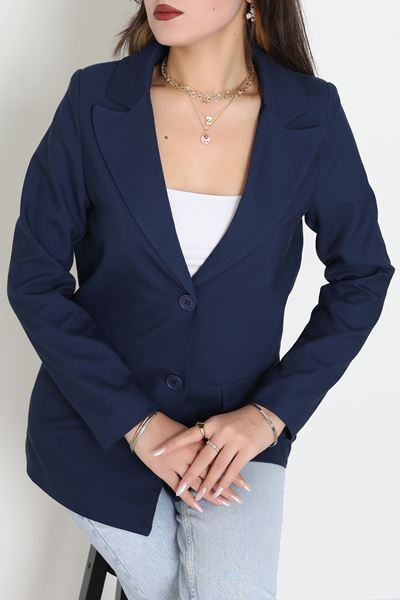 Astarlı Poliviskon Blazer Ceket Lacivert - 31823.1397.