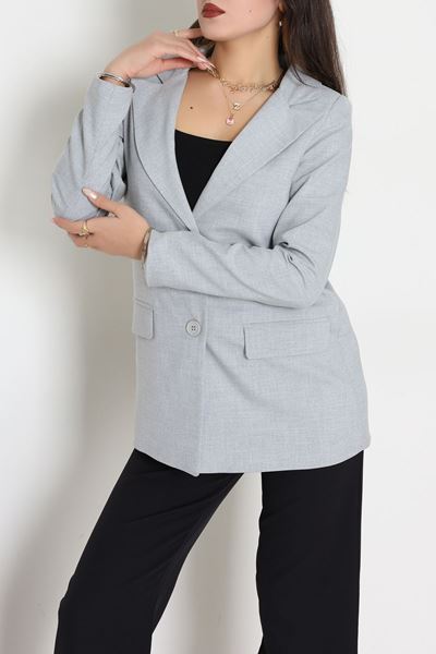 Astarlı Poliviskon Blazer Ceket Gri - 31823.1397.