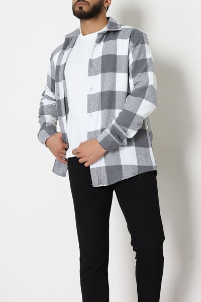 Ekoseli Erkek Oduncu Gömlek Fümebeyaz - 42309.2085.