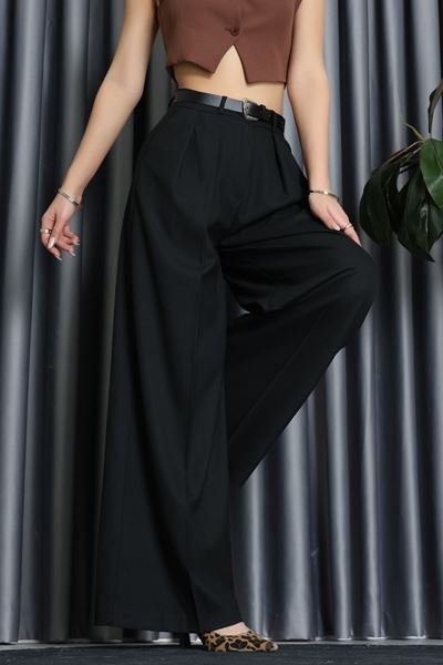 Kemerli Pileli Pantolon Siyah - 51070.1995.