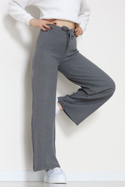 Selanik Kumaş Bel Lastikli Palazzo Pantolon Antrasit - 51228.1567.