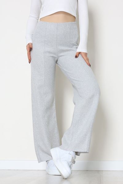 Selanik Kumaş Bel Lastikli Çımalı Pantolon Gri - 51226.1567.