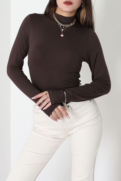 Parmak Geçmeli Bluz Kahve - 21756.200.