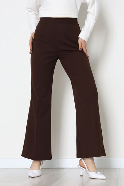 İthal Scuba Krep Likralı Yandan Fermuarlı Pantolon Kahve - 51233.1397.