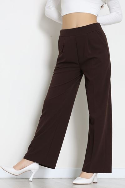 İthal Scuba Krep Lastikli Pantolon Kahve - 51234.1397.