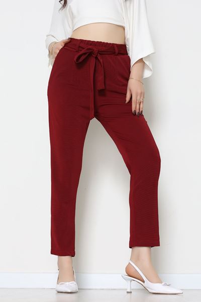 Ottoman Kuşaklı Pantolon Bordo - 1824.2126.