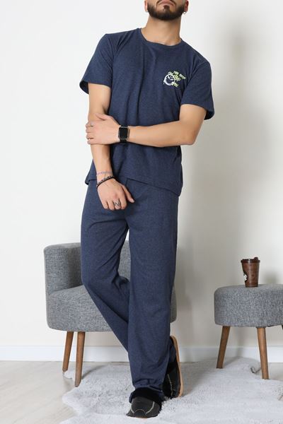 Ön Ve Arka Baskılı Süprem Erkek Pijama Takımı İndigo2 - 70862.1961.