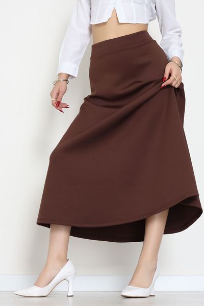 Puf Scuba Kumaş Uzun Etek Kahve - 51104.1355.