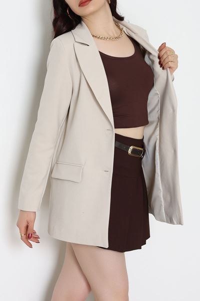 Astarlı Poliviskon Blazer Ceket Bej - 31823.1397.