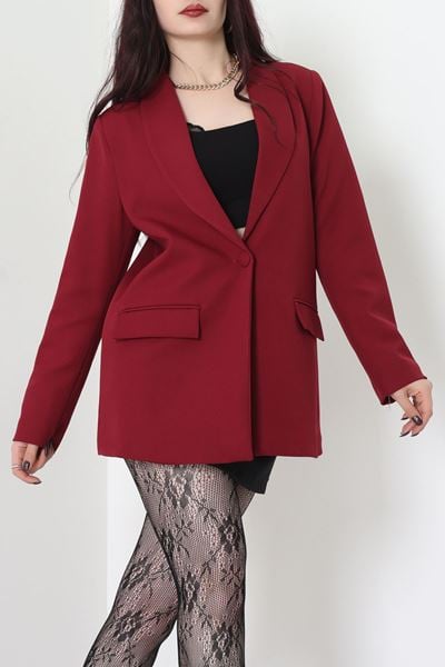 Leopar Astarlı Blazer Ceket Bordo - 31340.1397.